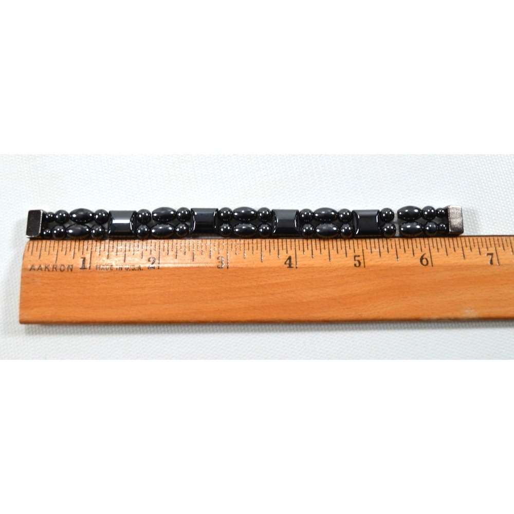 Magnetic Gunmetal Black Silver Tone Bracelet 6.5" - Picture 5 of 8